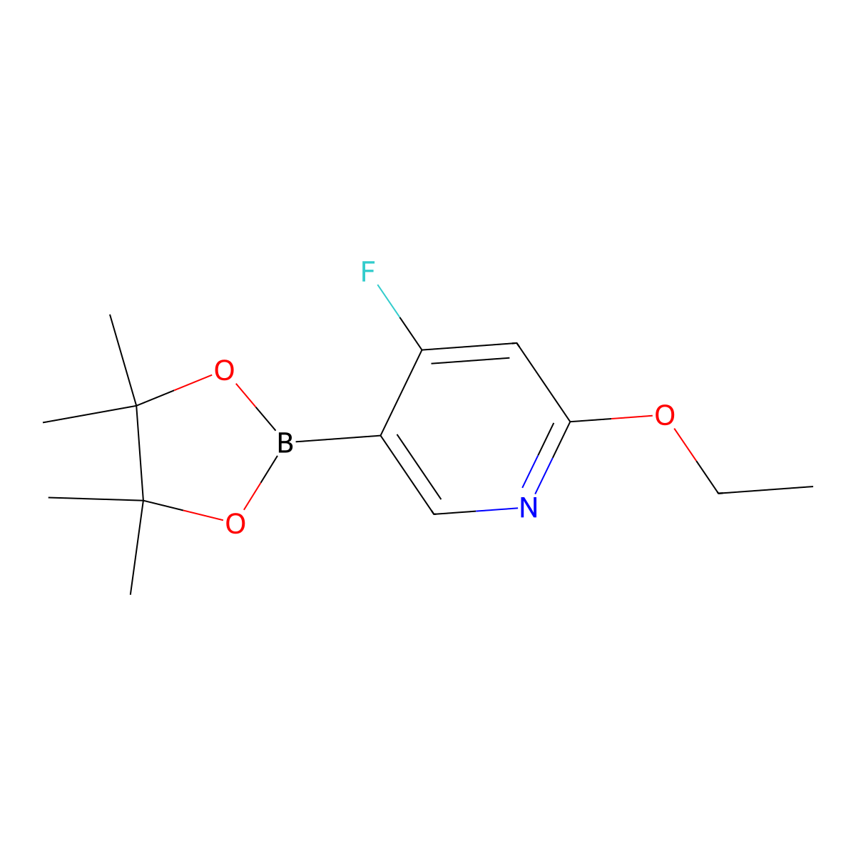 4-Fluoro-2-(ethoxy)pyridine-5-boronic acid pinacol ester molecular structure, CAS 2223049-09-8
