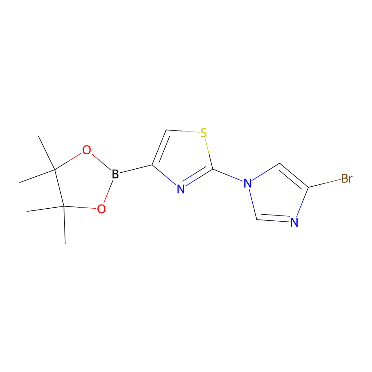 2-(4-Bromoimidazol-1-yl)thiazole-4-boronic acid pinacol ester molecular structure, CAS 2223049-17-8
