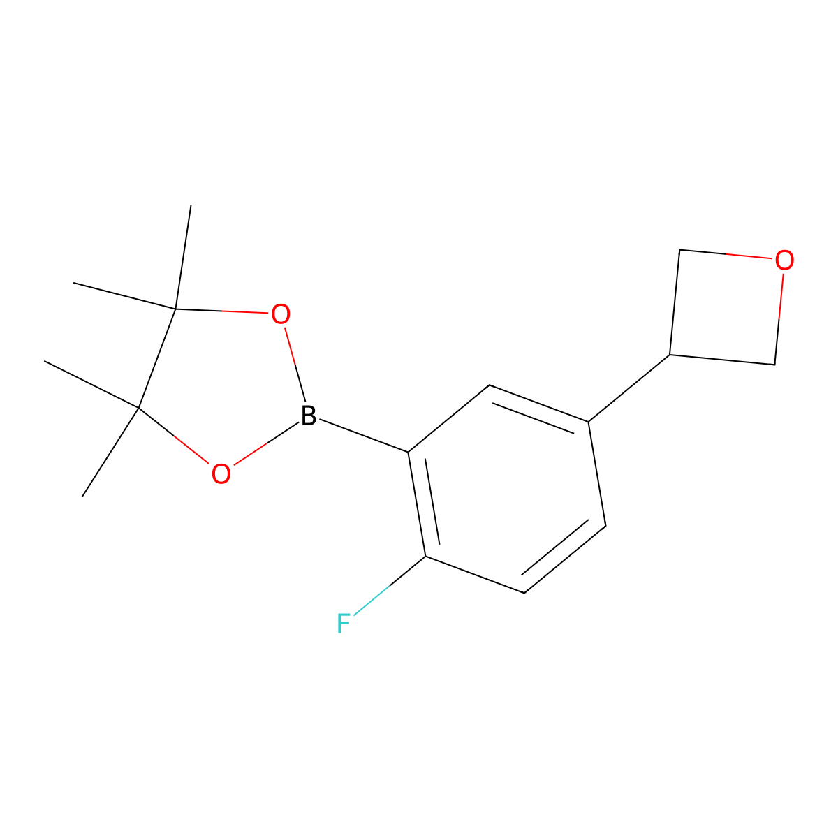 2-(2-Fluoro-5-(oxetan-3-yl)phenyl)-4,4,5,5-tetramethyl-1,3,2-dioxaborolane molecular structure, CAS 2223049-27-0