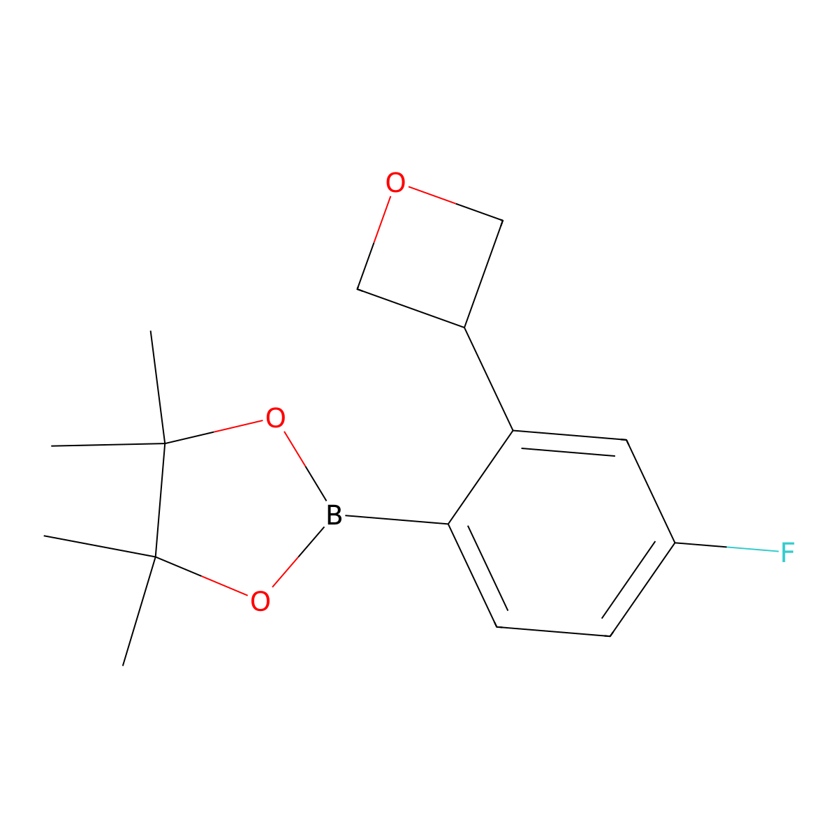 2-(4-Fluoro-2-(oxetan-3-yl)phenyl)-4,4,5,5-tetramethyl-1,3,2-dioxaborolane molecular structure, CAS 2223049-38-3