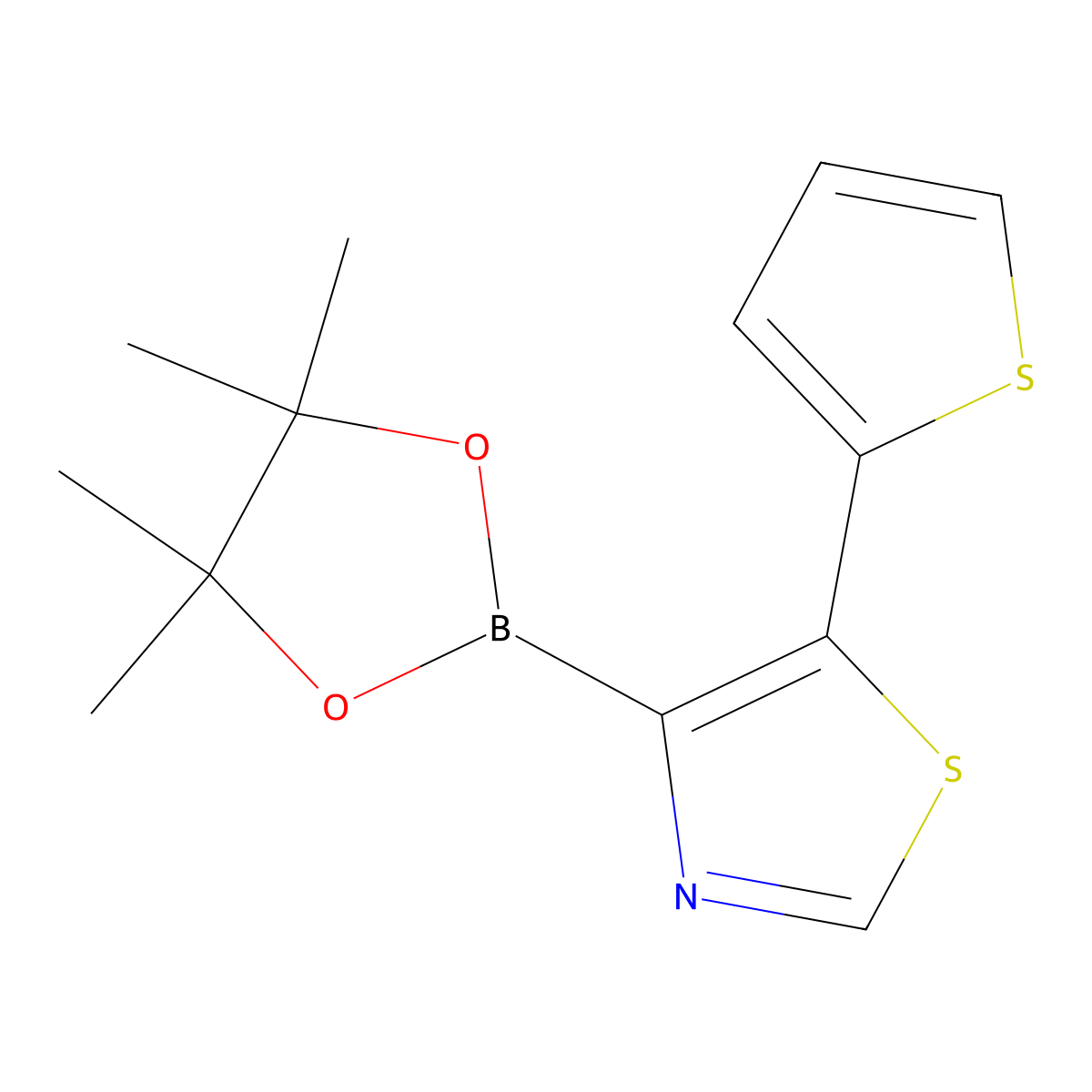 5-(Thiophen-2-YL)thiazole-4-boronic acid pinacol ester molecular structure, CAS 2223049-40-7