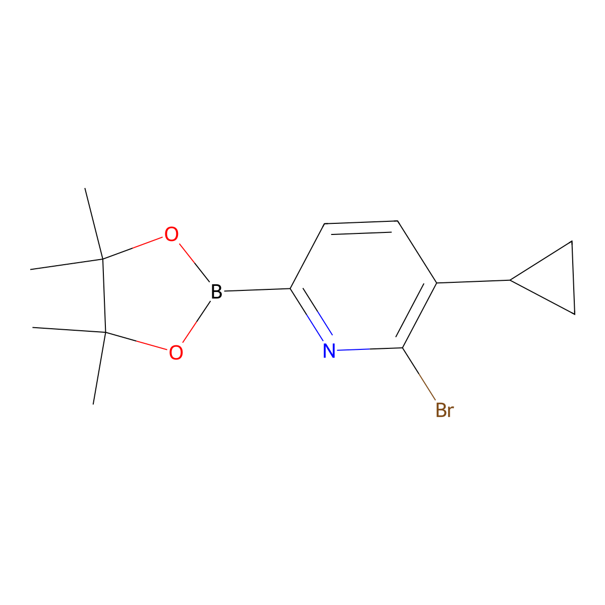 6-Bromo-5-(cyclopropyl)pyridine-2-boronic acid pinacol ester molecular structure, CAS 2223049-42-9