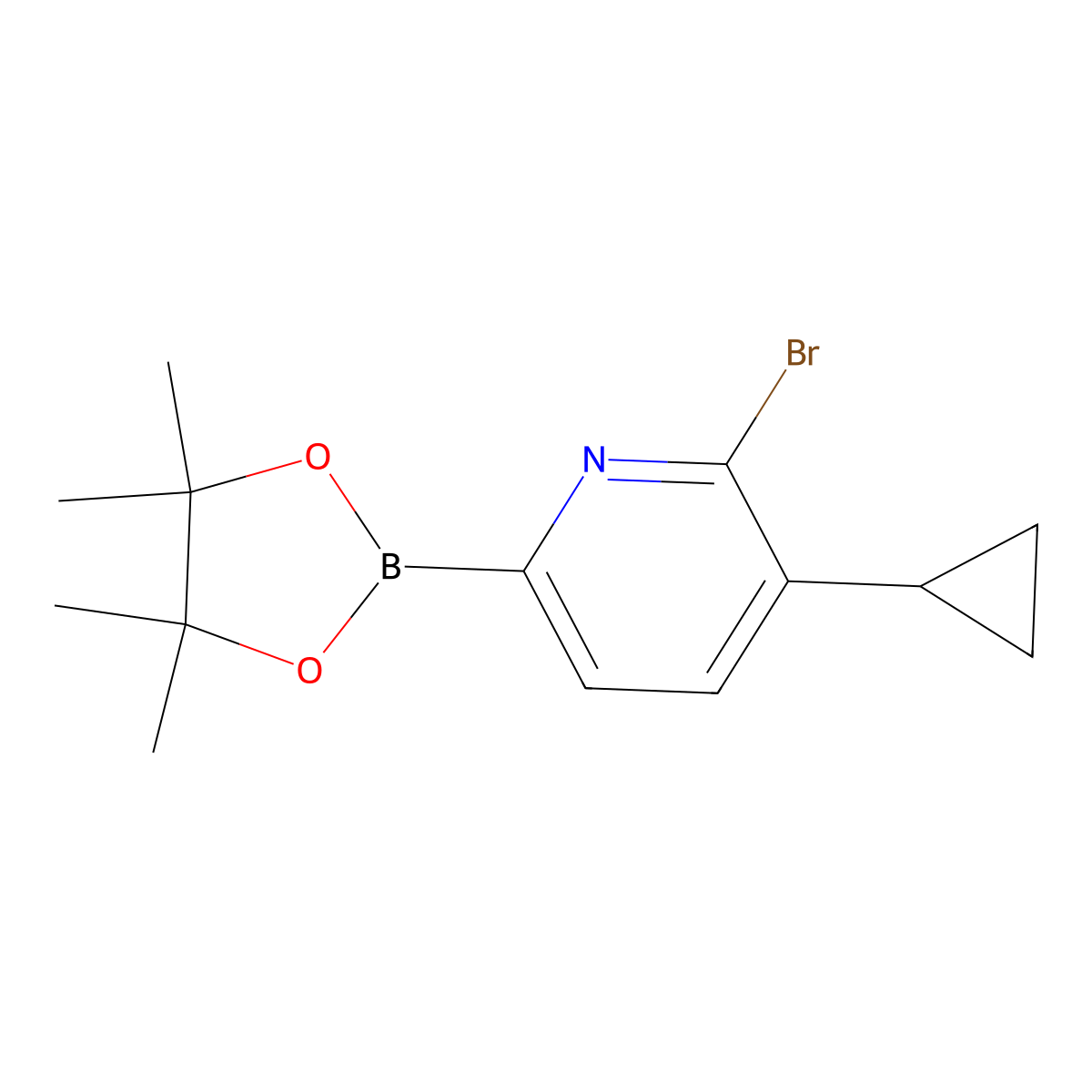 6-Bromo-5-(cyclopropyl)pyridine-2-boronic acid pinacol ester molecular structure, CAS 2223049-42-9