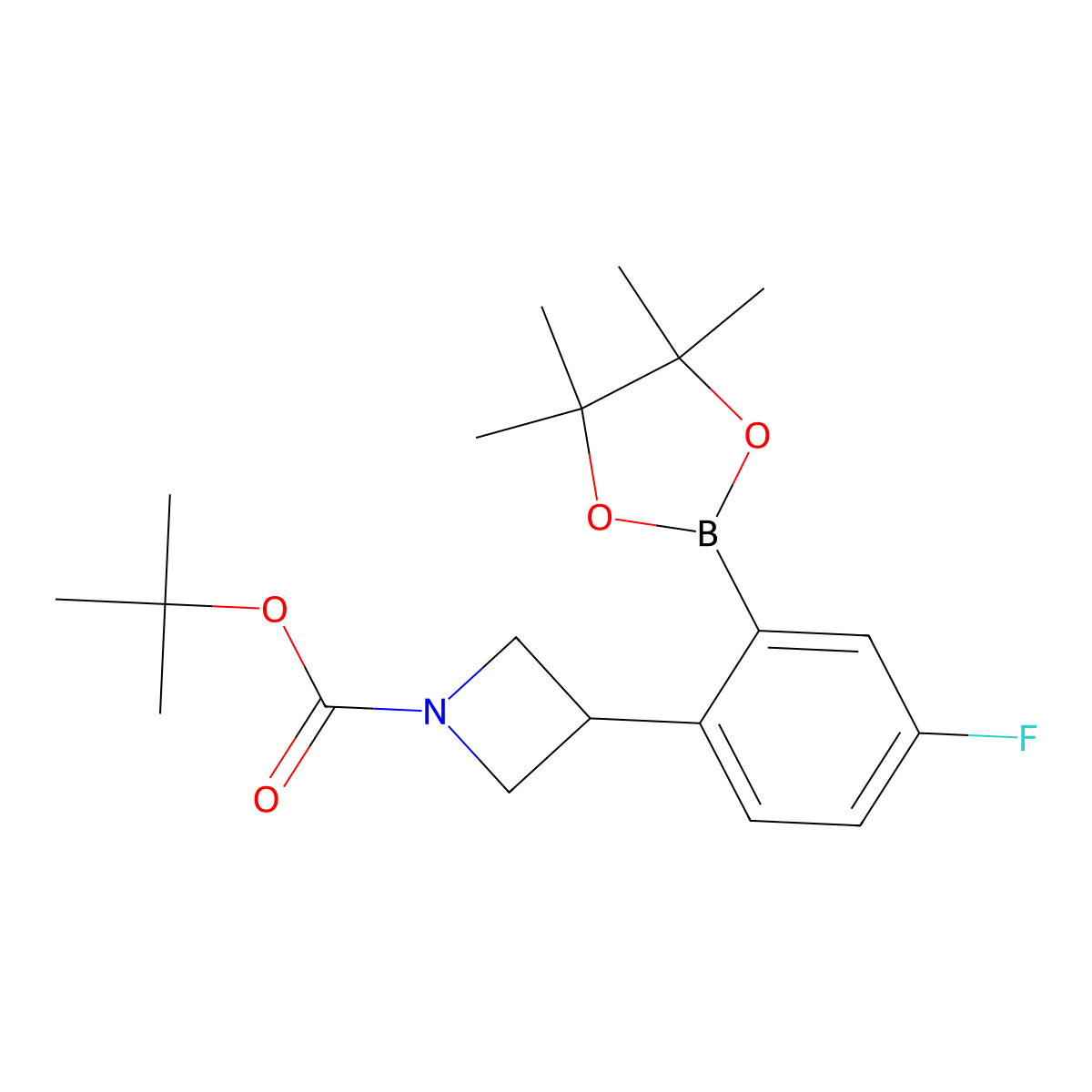 Tert-butyl 3-(4-fluoro-2-(4,4,5,5-tetramethyl-1,3,2-dioxaborolan-2-yl)phenyl)azetidine-1-carboxylate molecular structure, CAS 2223049-51-0