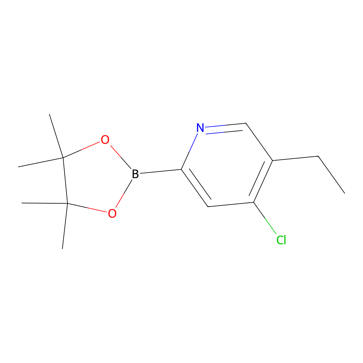 4-Chloro-5-ethylpyridine-2-boronic acid pinacol ester molecular structure, CAS 2223049-53-2