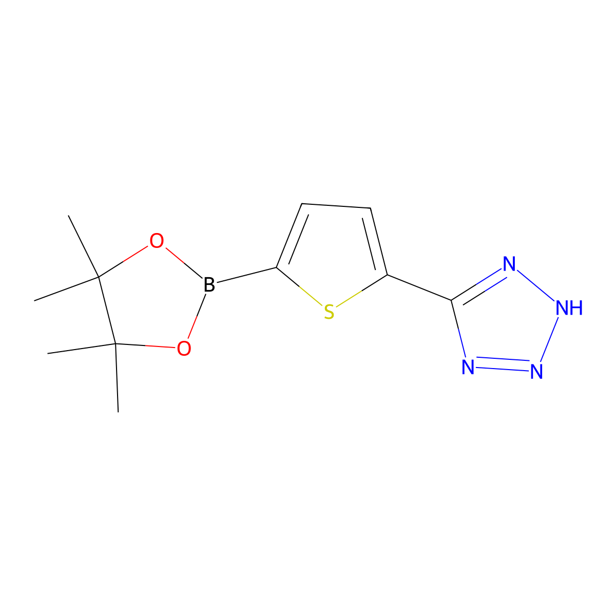 5-(1H-Tetrazolyl)thiophene-2-boronic acid pinacol ester molecular structure, CAS 2223049-61-2