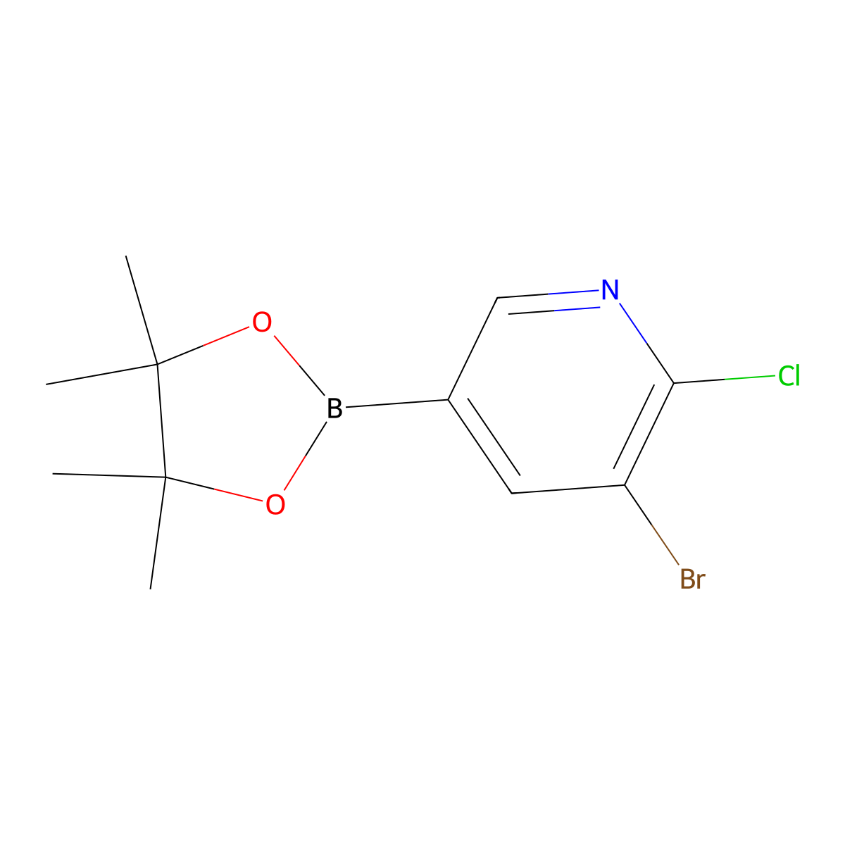 3-Bromo-2-chloro-5-(4,4,5,5-tetramethyl-1,3,2-dioxaborolan-2-yl)pyridine molecular structure, CAS 2223049-72-5