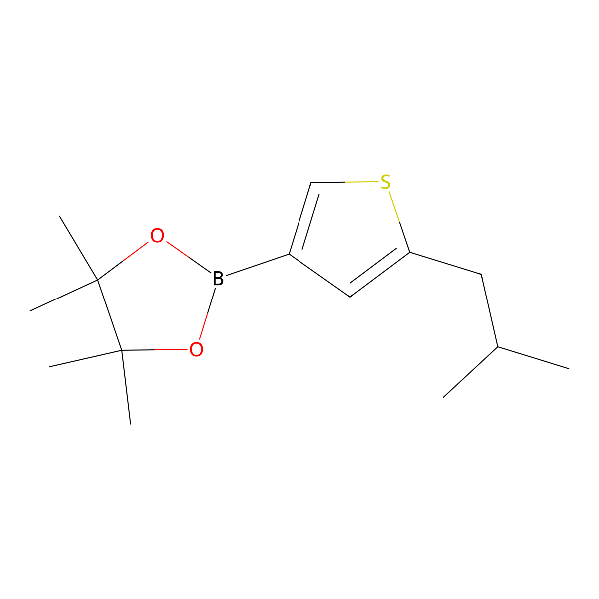1,3,2-Dioxaborolane, 4,4,5,5-tetramethyl-2-[5-(2-methylpropyl)-3-thienyl]- molecular structure, CAS 2223049-73-6