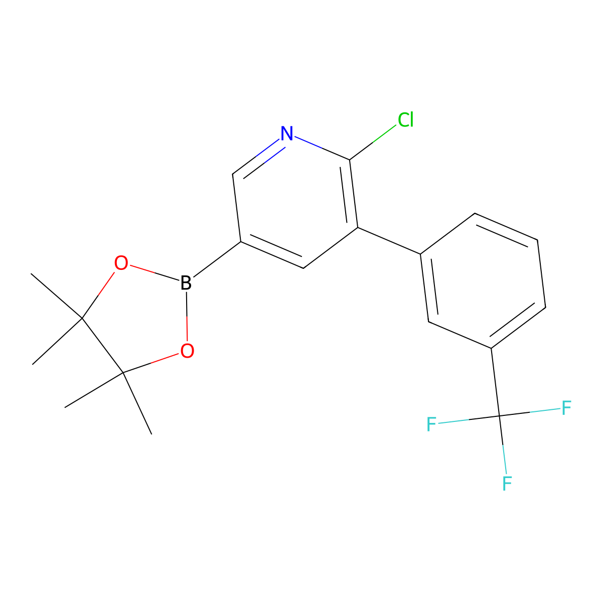 6-Chloro-5-(3-trifluoromethylphenyl)pyridine-3-boronic acid pinacol ester molecular structure, CAS 2223049-81-6