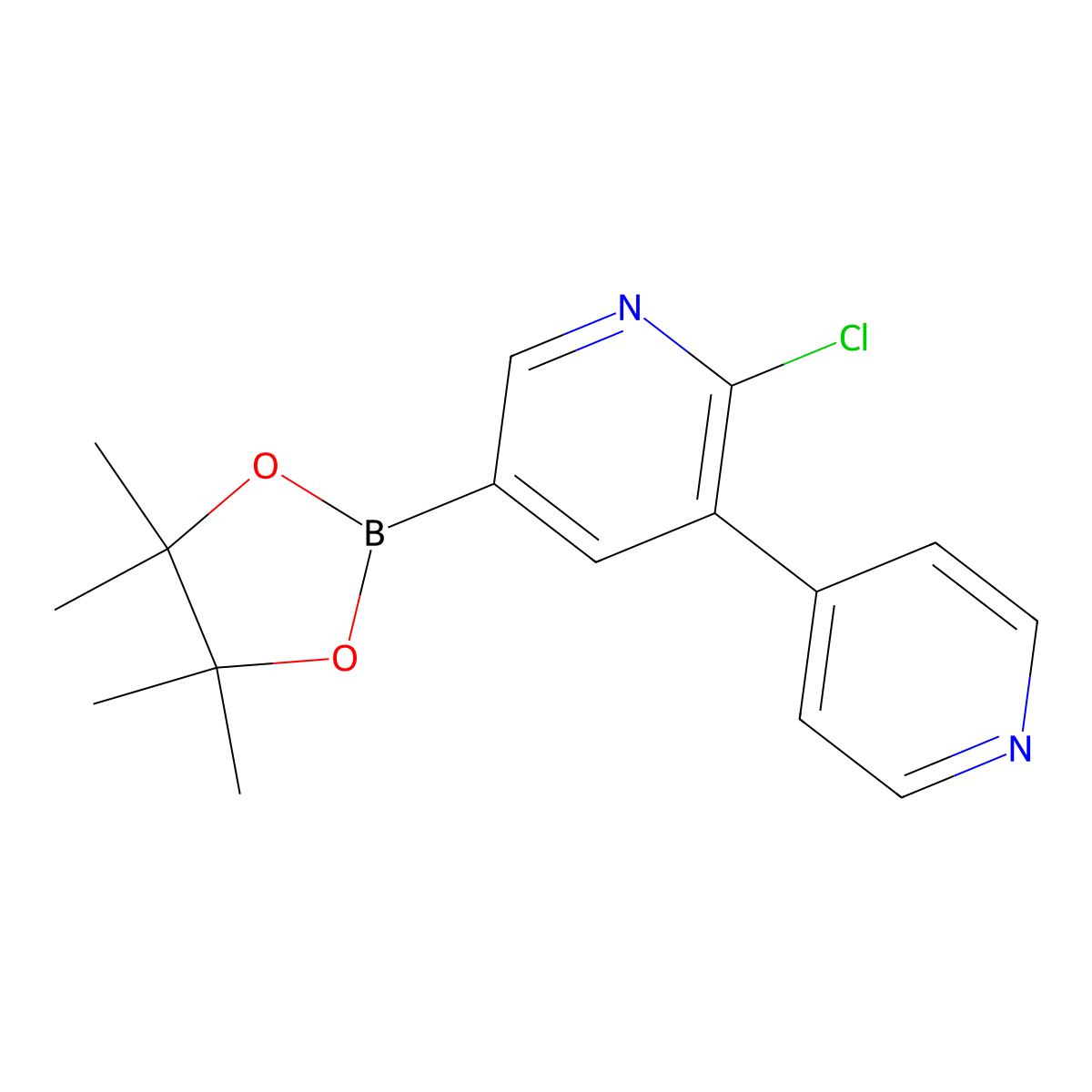 6-Chloro-5-(pyridin-4-yl)pyridine-3-boronic acid pinacol ester molecular structure, CAS 2223049-84-9