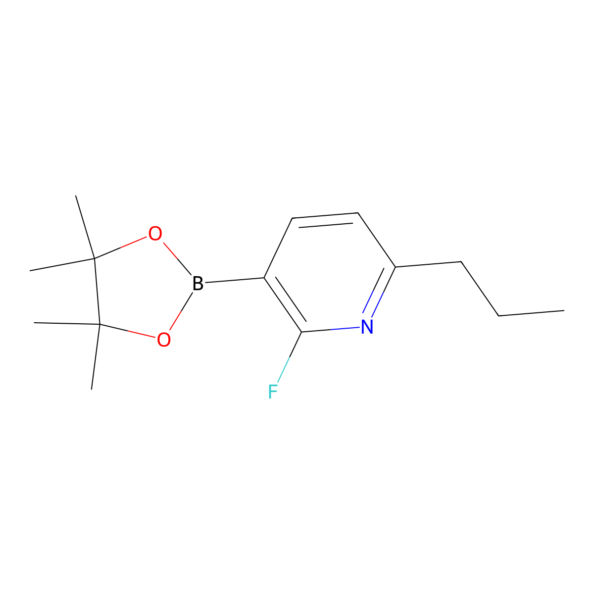 2-Fluoro-6-(n-propyl)pyridine-3-boronic acid pinacol ester molecular structure, CAS 2223050-03-9