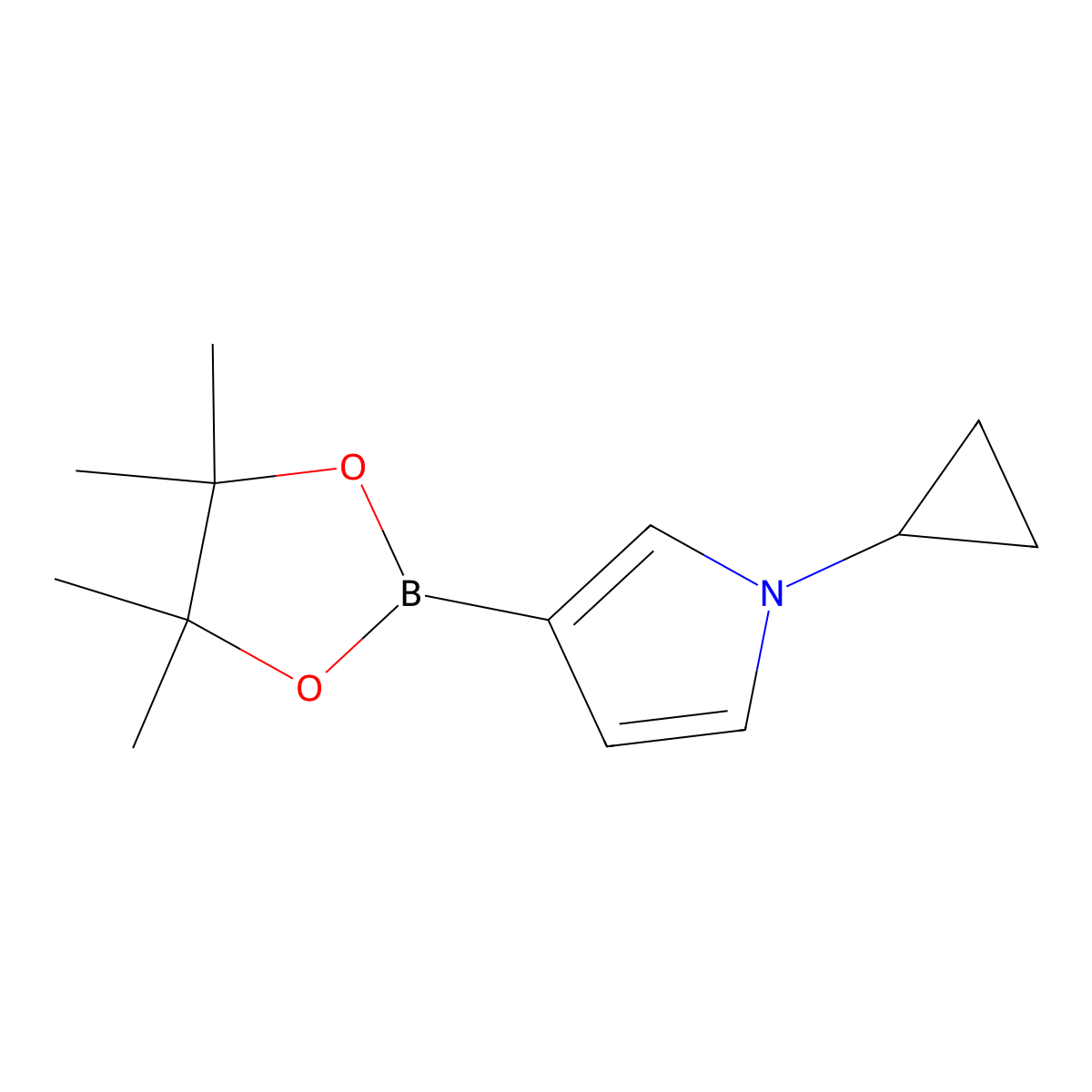 1-cyclopropyl-3-(4,4,5,5-tetramethyl-1,3,2-dioxaborolan-2-yl)-1H-pyrrole molecular structure, CAS 2223050-28-8