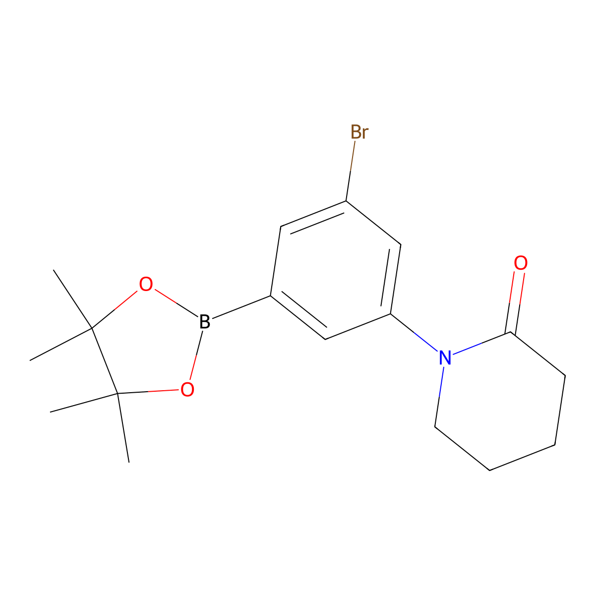 1-[3-(Tetramethyl-1,3,2-dioxaborolan-2-YL)-5-bromophenyl]piperidin-2-one molecular structure, CAS 2223050-30-2
