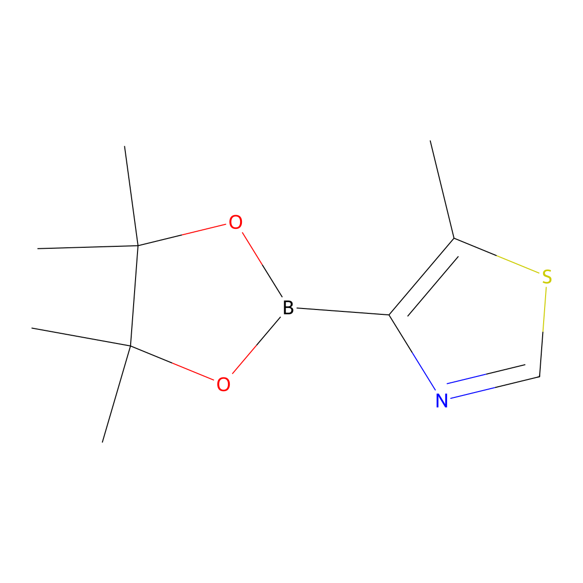 5-Methyl-4-(4,4,5,5-tetramethyl-1,3,2-dioxaborolan-2-yl)-1,3-thiazole molecular structure, CAS 2223050-67-5
