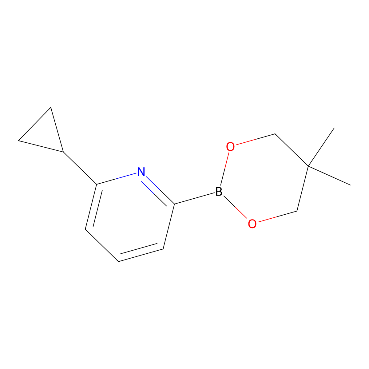 6-Cyclopropylpyridine-2-boronic acid neopentylglycol ester molecular structure, CAS 2223050-81-3