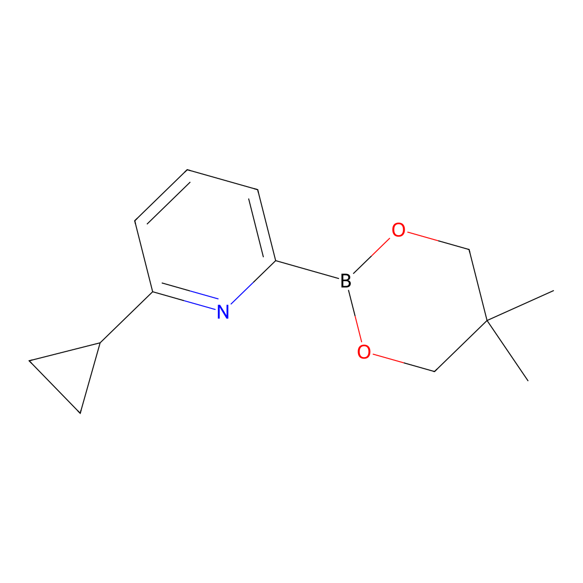 6-Cyclopropylpyridine-2-boronic acid neopentylglycol ester molecular structure, CAS 2223050-81-3