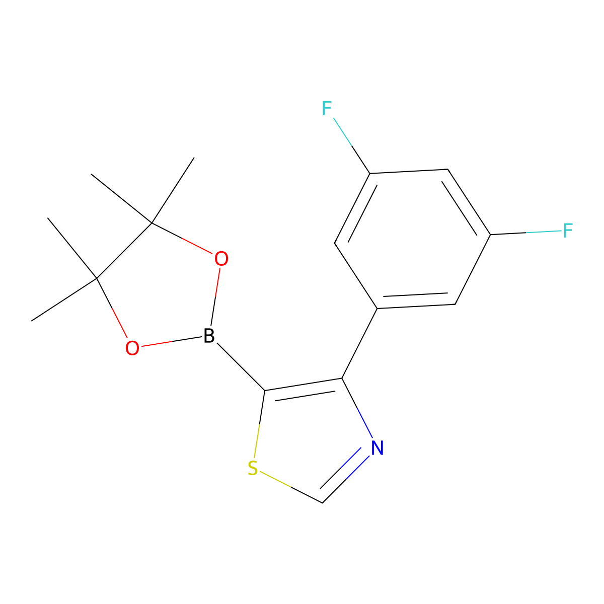 4-(3,5-Difluorophenyl)thiazole-5-boronic acid pinacol ester molecular structure, CAS 2223050-83-5