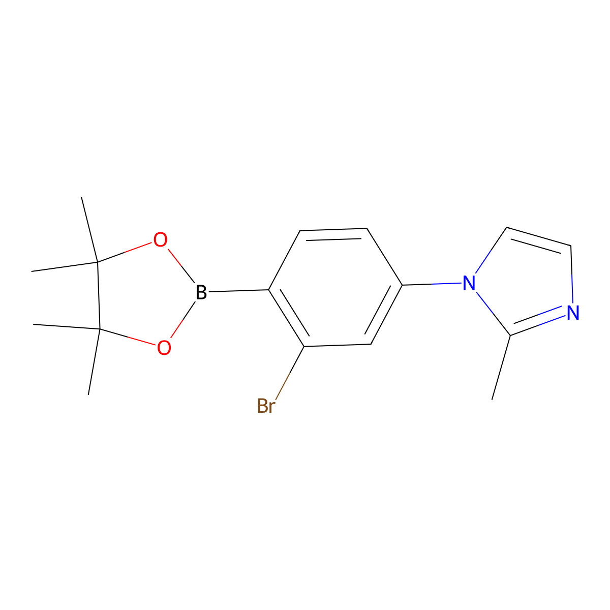 2-Bromo-4-(2-methylimidazol-1-yl)phenylboronic acid pinacol ester molecular structure, CAS 2223050-90-4