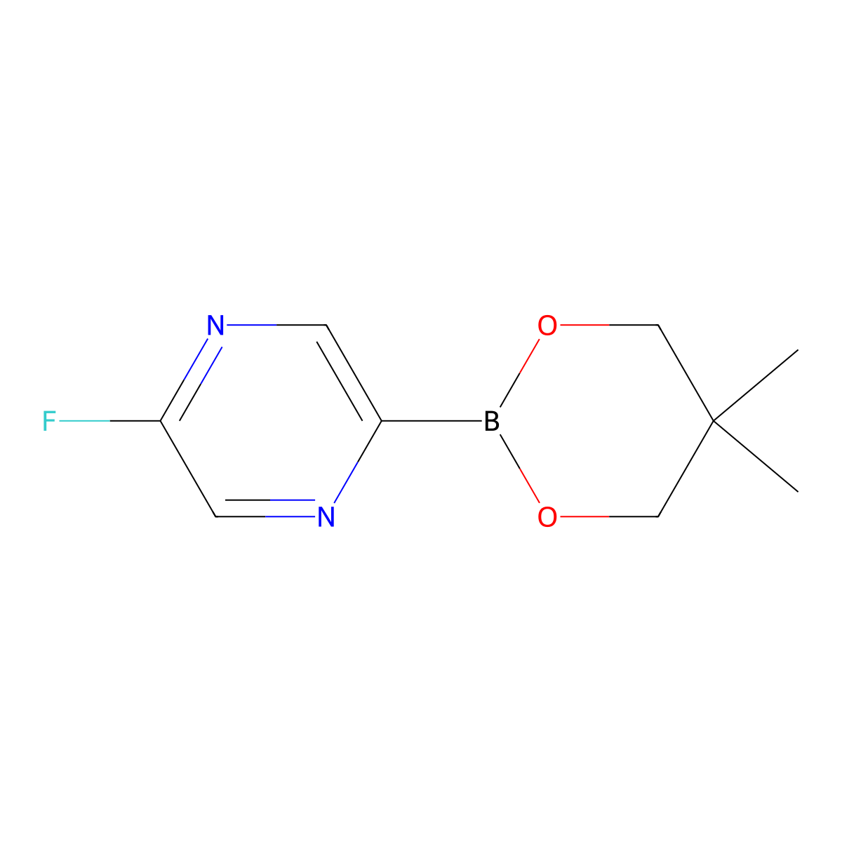 5-Fluoropyrazine-2-boronic acid neopentylglycol ester molecular structure, CAS 2223050-92-6