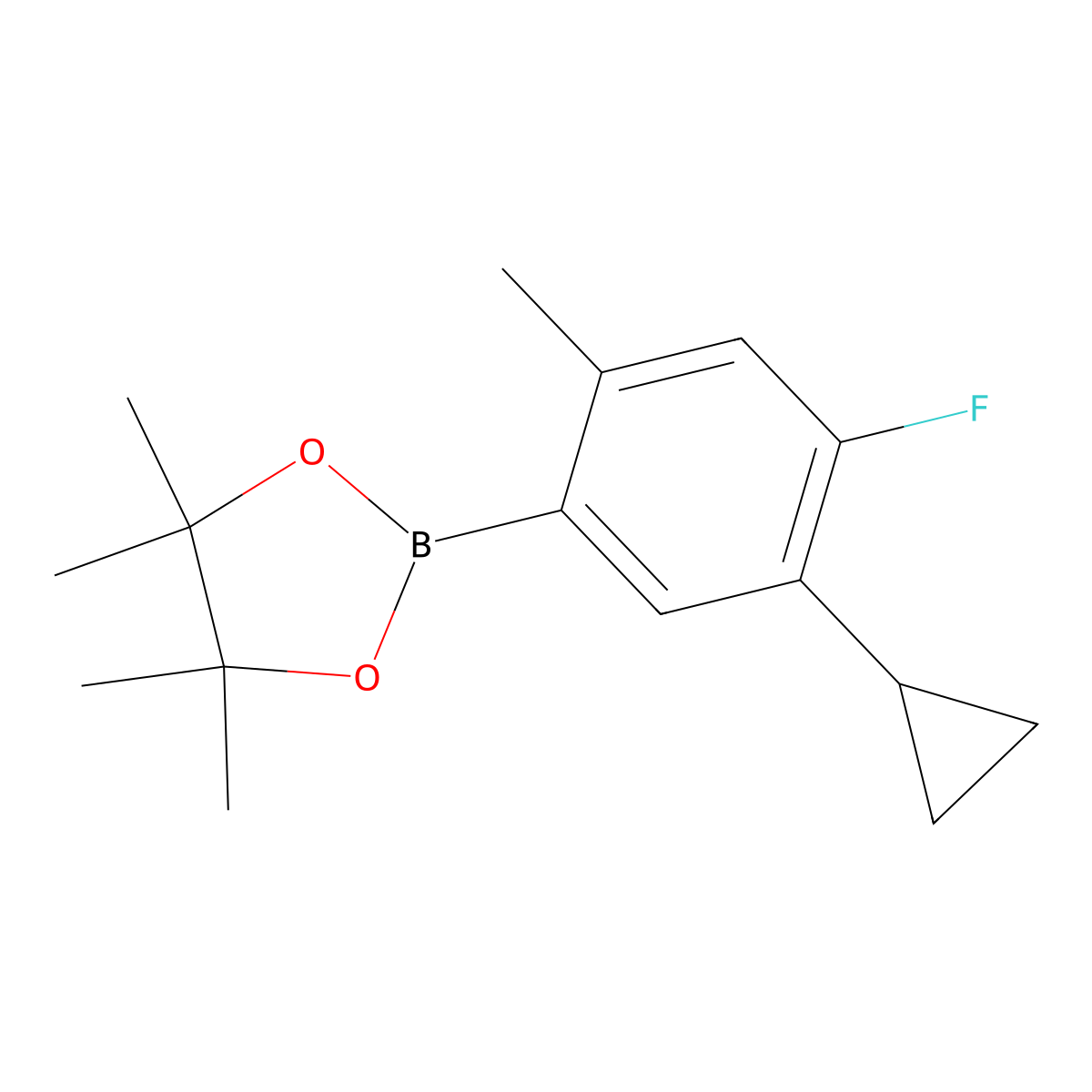 2-Methyl-4-fluoro-5-cyclopropylphenylboronic acid pinacol ester molecular structure, CAS 2223051-04-3