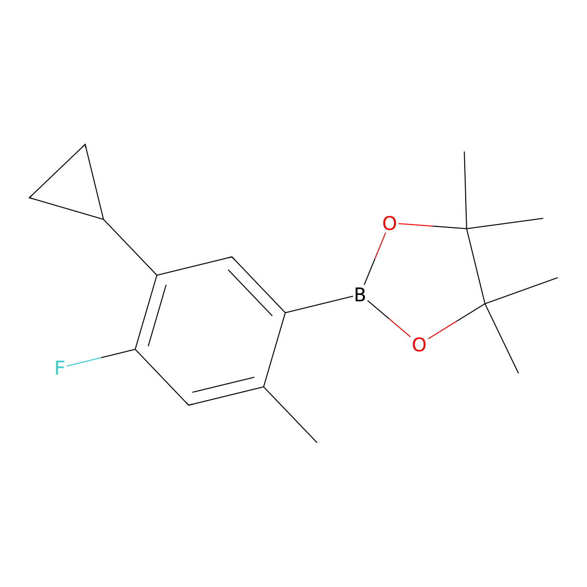 2-Methyl-4-fluoro-5-cyclopropylphenylboronic acid pinacol ester molecular structure, CAS 2223051-04-3