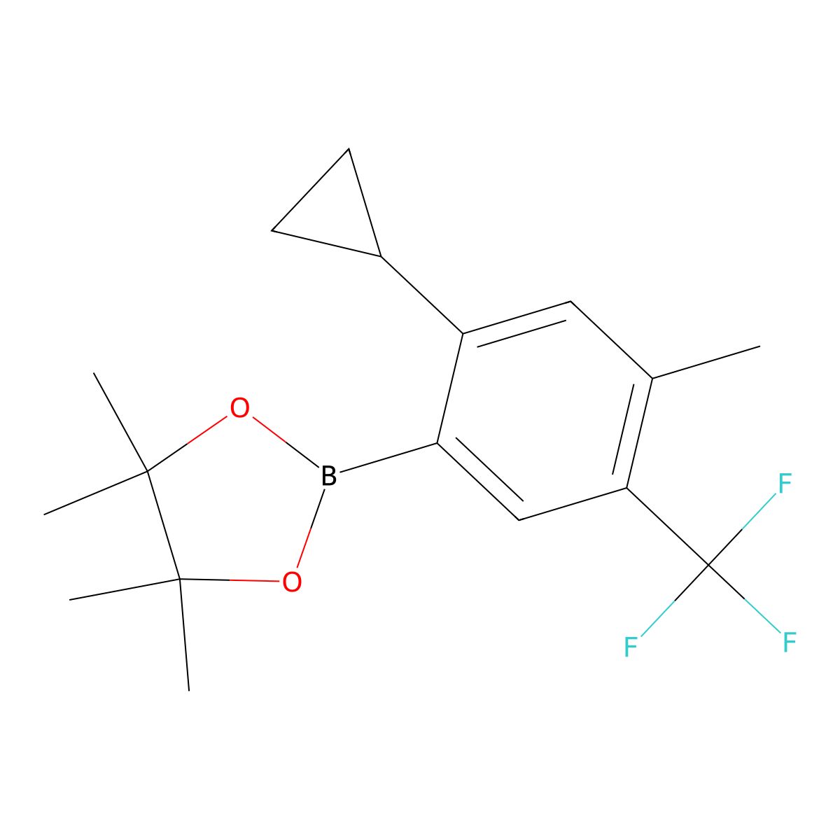 4-Methyl-5-trifluoromethyl-2-cyclopropylphenylboronic acid pinacol ester molecular structure, CAS 2223051-12-3