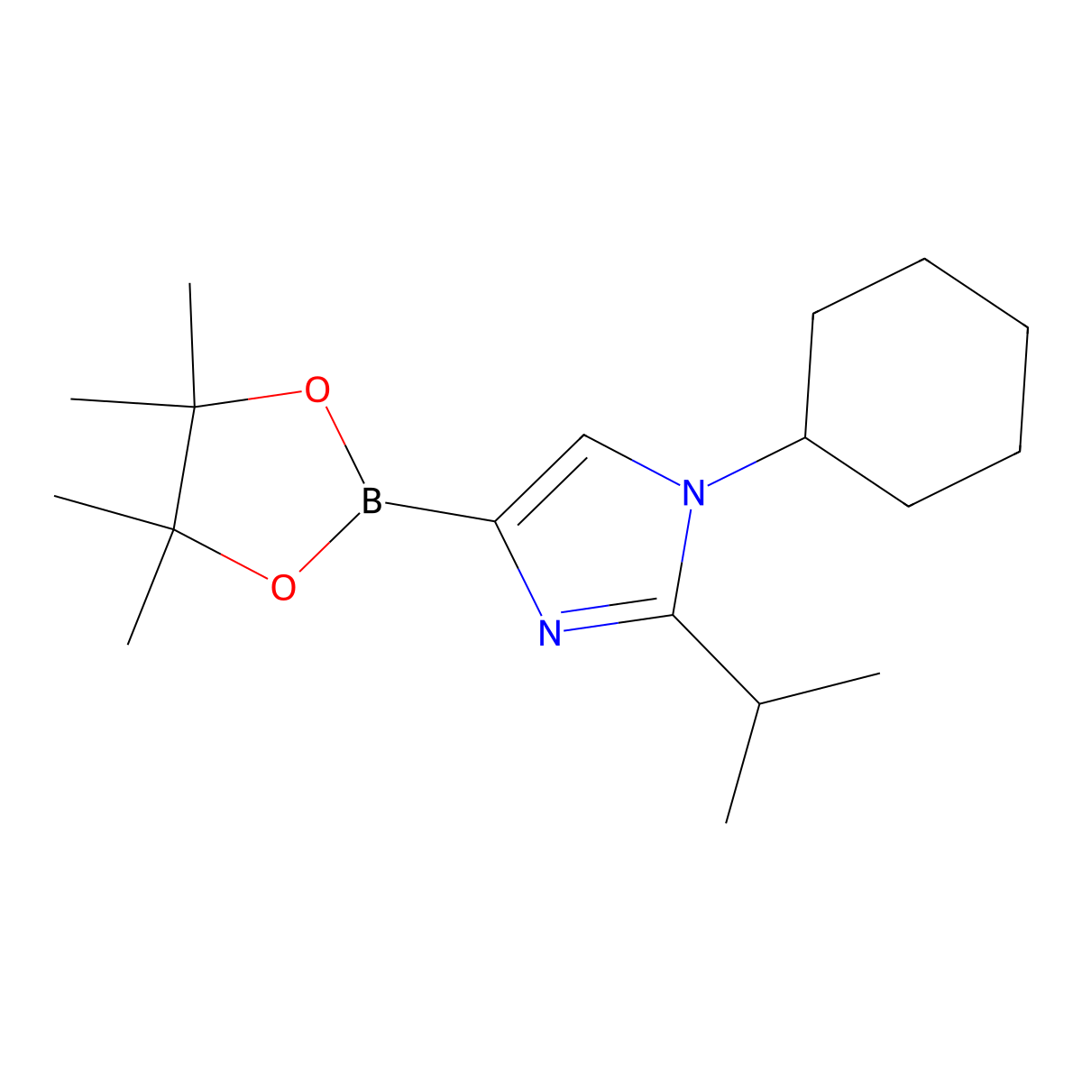 1-Cyclohexyl-2-(iso-propyl)imidazole-4-boronic acid pinacol ester molecular structure, CAS 2223051-31-6