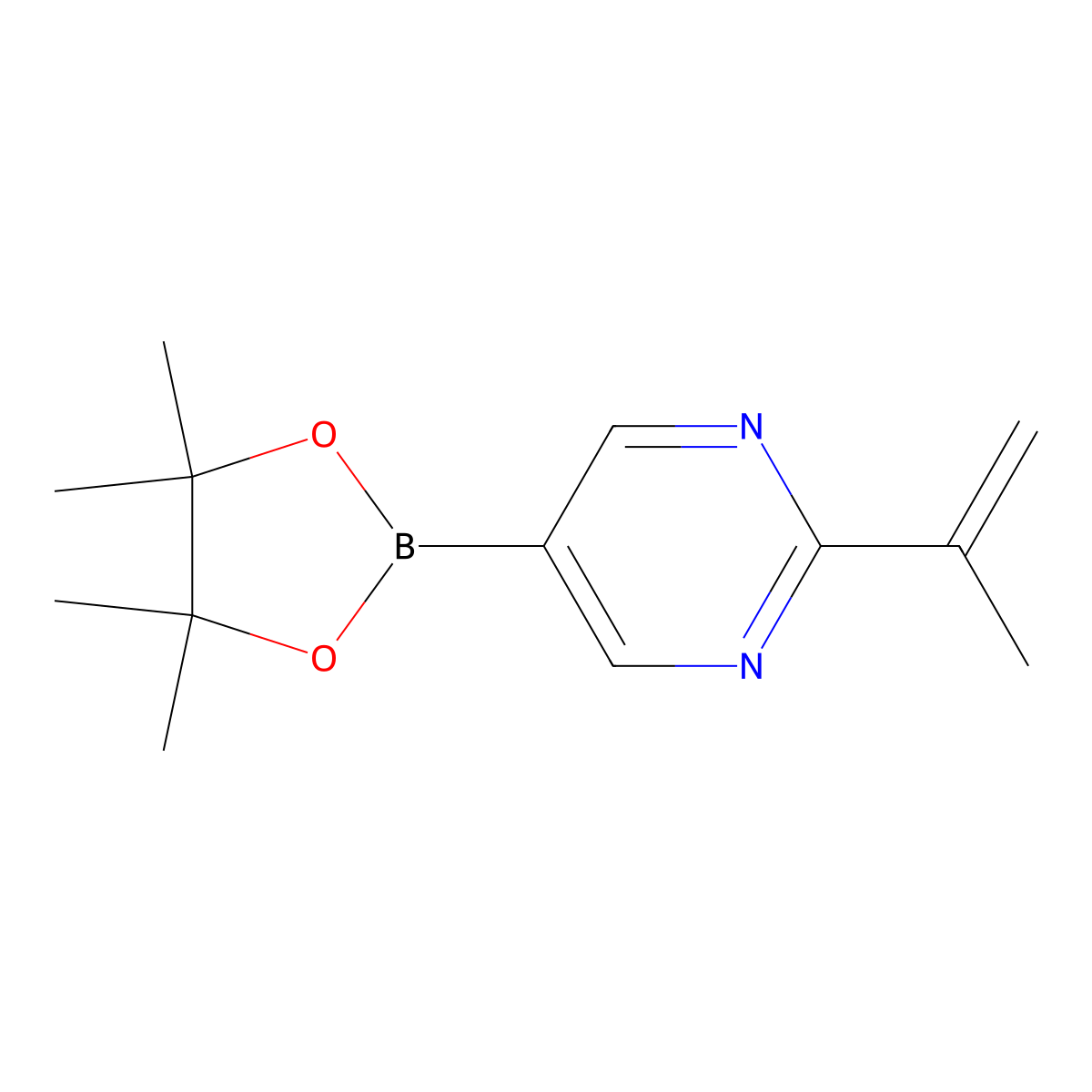 2-(Prop-1-EN-2-YL)-5-(4,4,5,5-tetramethyl-1,3,2-dioxaborolan-2-YL)pyrimidine molecular structure, CAS 2223051-48-5