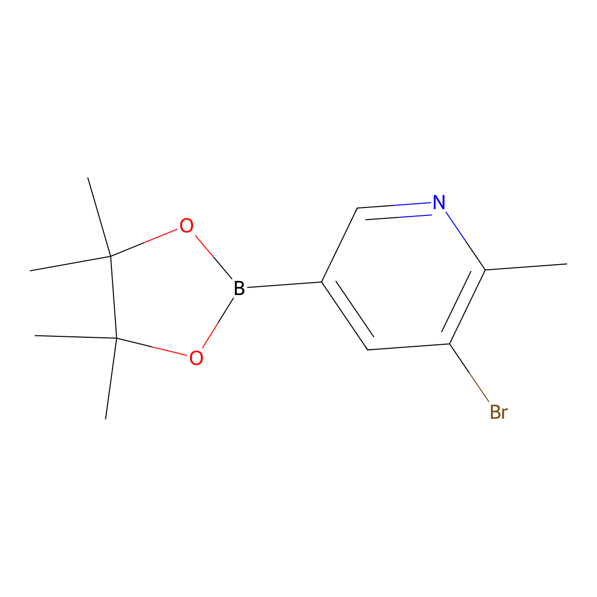 3-Bromo-2-methylpyridine-5-boronic acid pinacol ester molecular structure, CAS 2223051-53-2