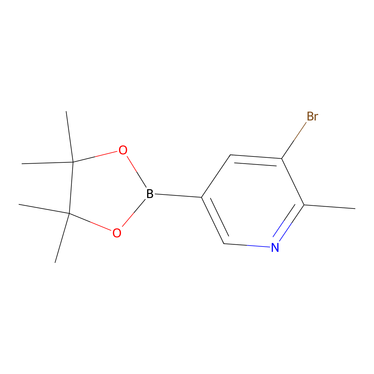3-Bromo-2-methylpyridine-5-boronic acid pinacol ester molecular structure, CAS 2223051-53-2