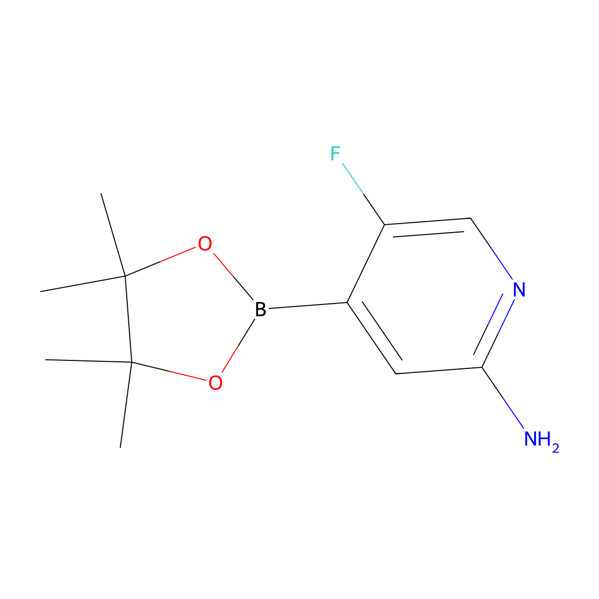 5-Fluoro-4-(4,4,5,5-tetramethyl-1,3,2-dioxaborolan-2-yl)pyridin-2-amine molecular structure, CAS 2223051-77-0