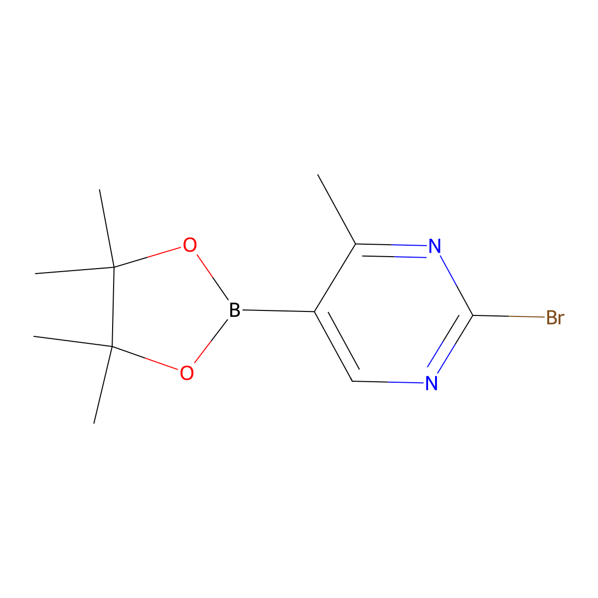 2-Bromo-4-methylpyrimidine-5-boronic acid pinacol ester molecular structure, CAS 2223051-83-8