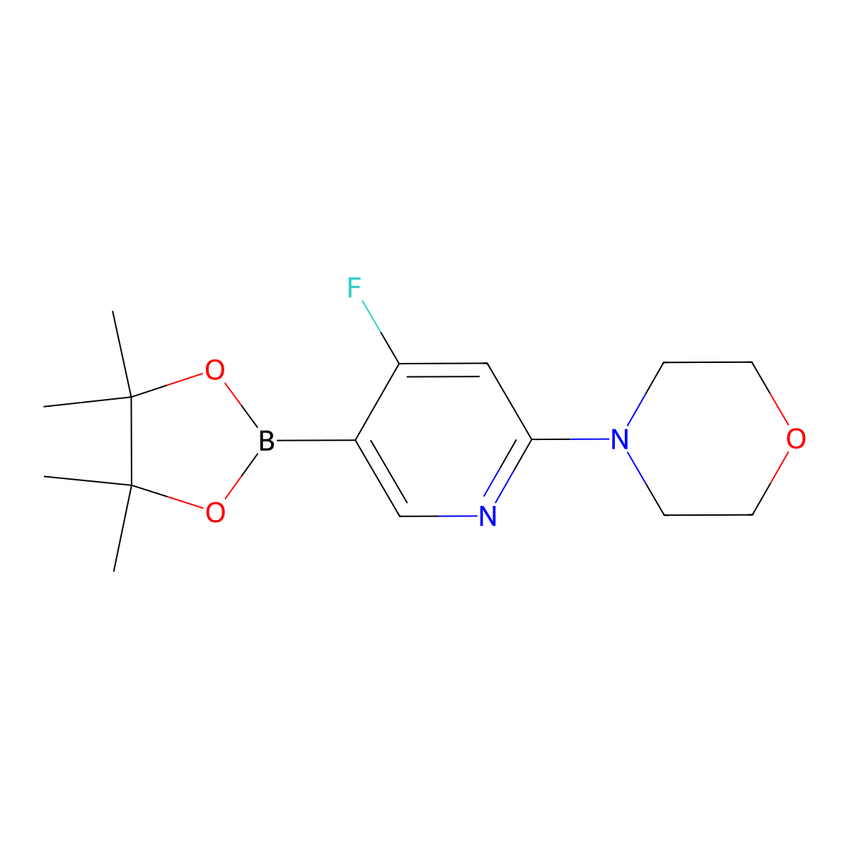 4-Fluoro-2-(morpholino)pyridine-5-boronic acid pinacol ester molecular structure, CAS 2223052-20-6