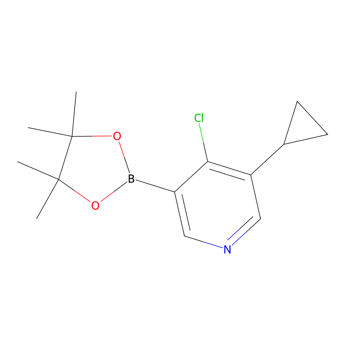5-(Cyclopropyl)-4-chloropyridine-3-boronic acid pinacol ester molecular structure, CAS 2223052-23-9