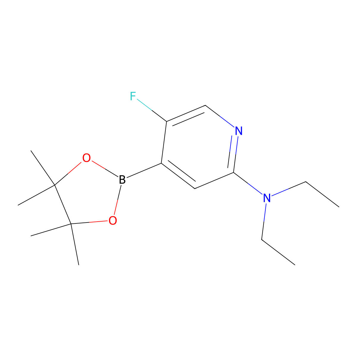5-Fluoro-2-(diethylamino)pyridine-4-boronic acid pinacol ester molecular structure, CAS 2223052-24-0