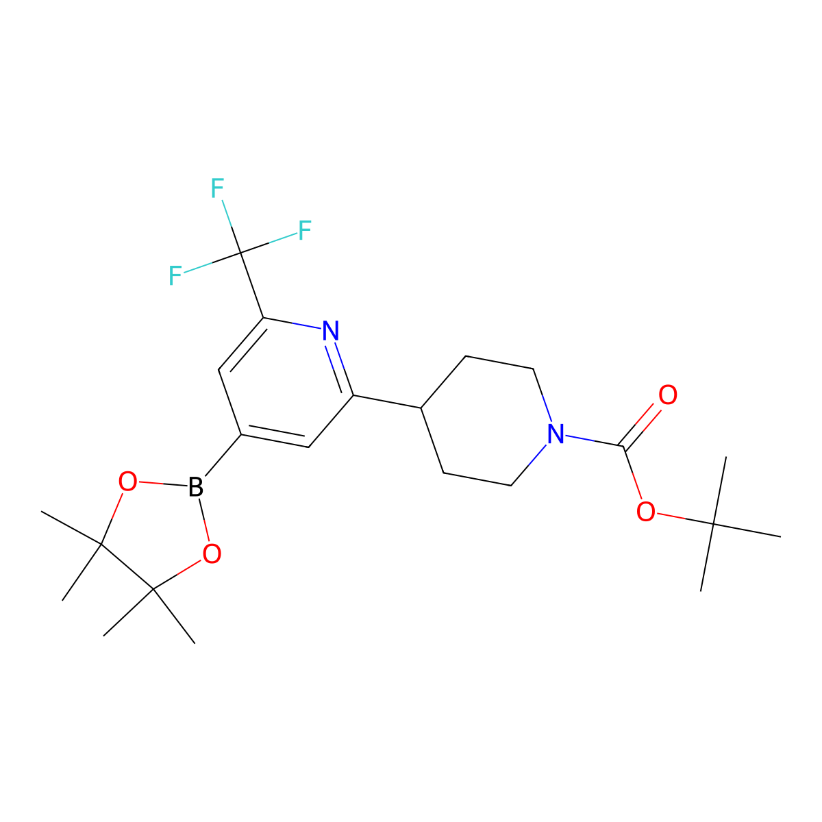 2-Trifluoromethyl-6-(N-Boc-piperidin-4-yl)pyridine-4-boronic acid pinacol ester molecular structure, CAS 2223052-36-4