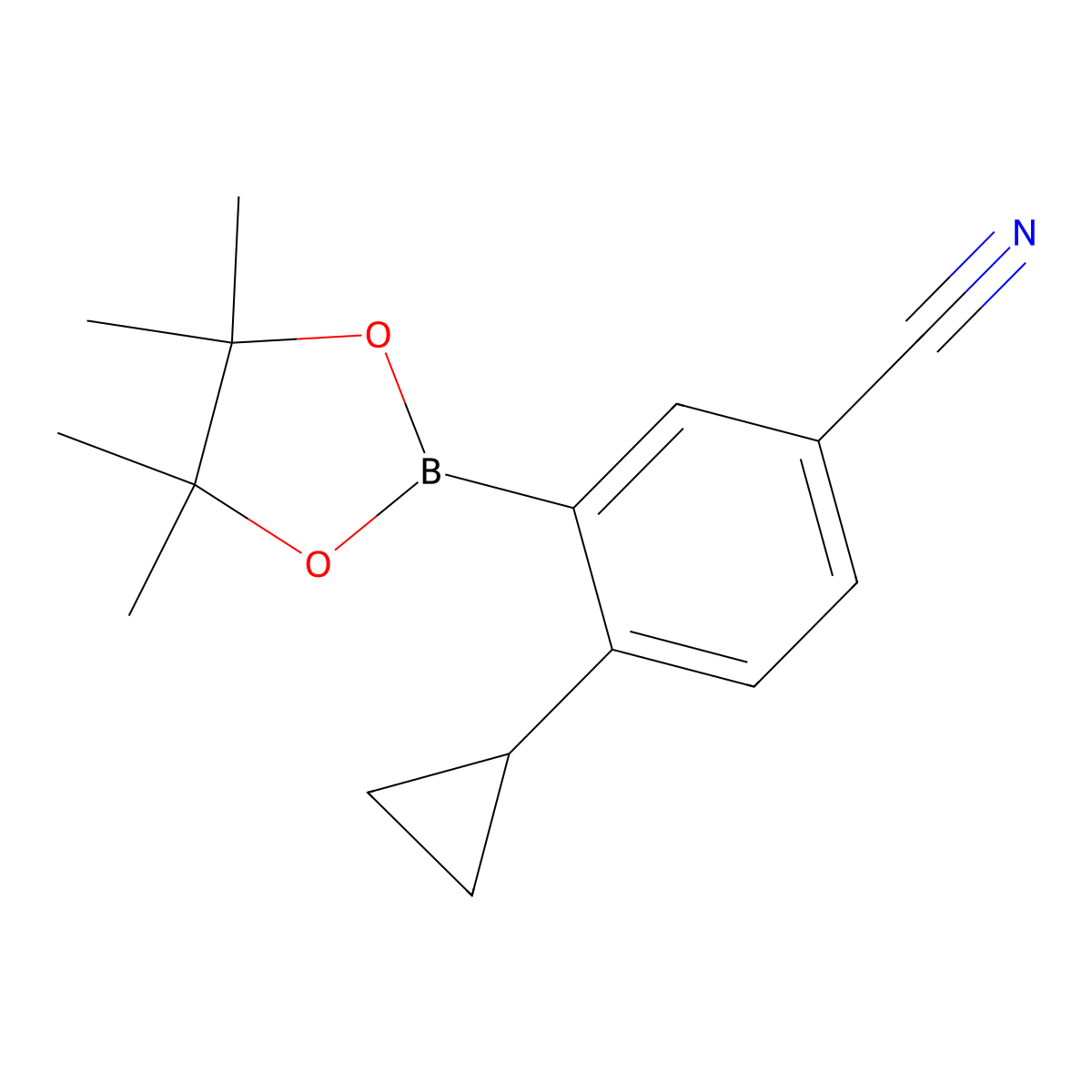 4-Cyclopropyl-3-(4,4,5,5-tetramethyl-1,3,2-dioxaborolan-2-yl)benzonitrile molecular structure, CAS 2223052-41-1