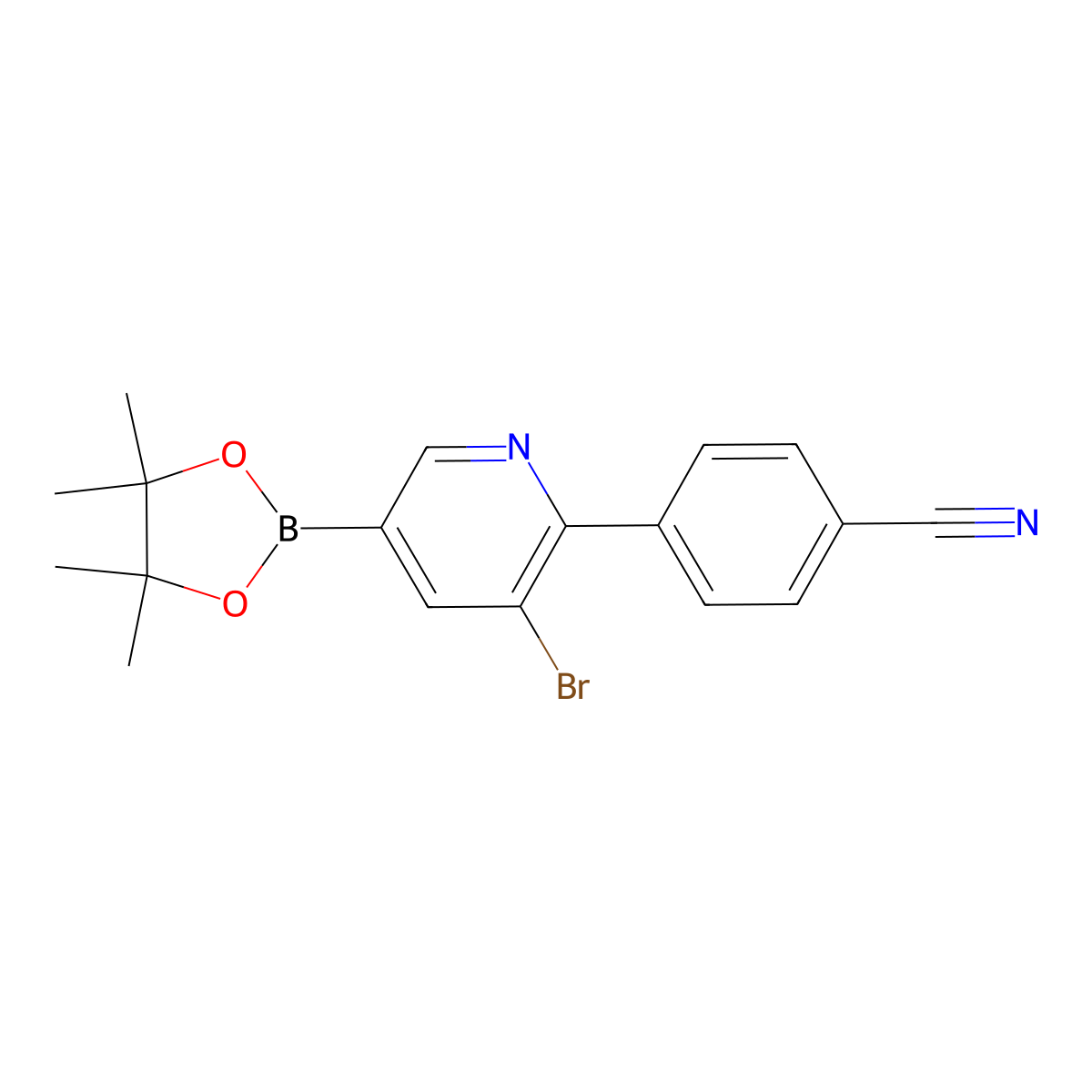 5-Bromo-6-(4-cyanophenyl)pyridine-3-boronic acid pinacol ester molecular structure, CAS 2223052-53-5