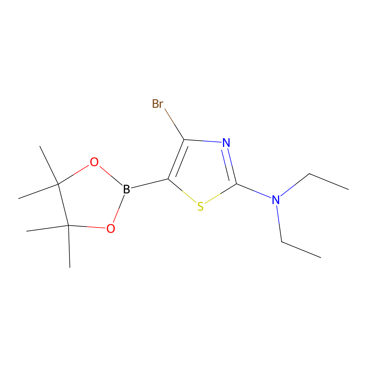 4-Bromo-2-(diethylamino)thiazole-5-boronic acid pinacol ester molecular structure, CAS 2223052-85-3