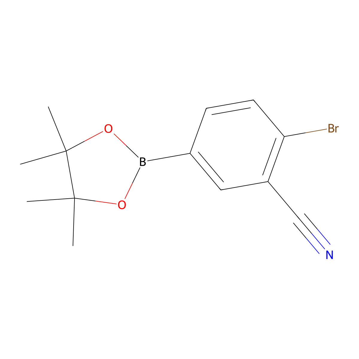 2-Bromo-5-(4,4,5,5-tetramethyl-1,3,2-dioxaborolan-2-yl)benzonitrile molecular structure, CAS 2223052-87-5