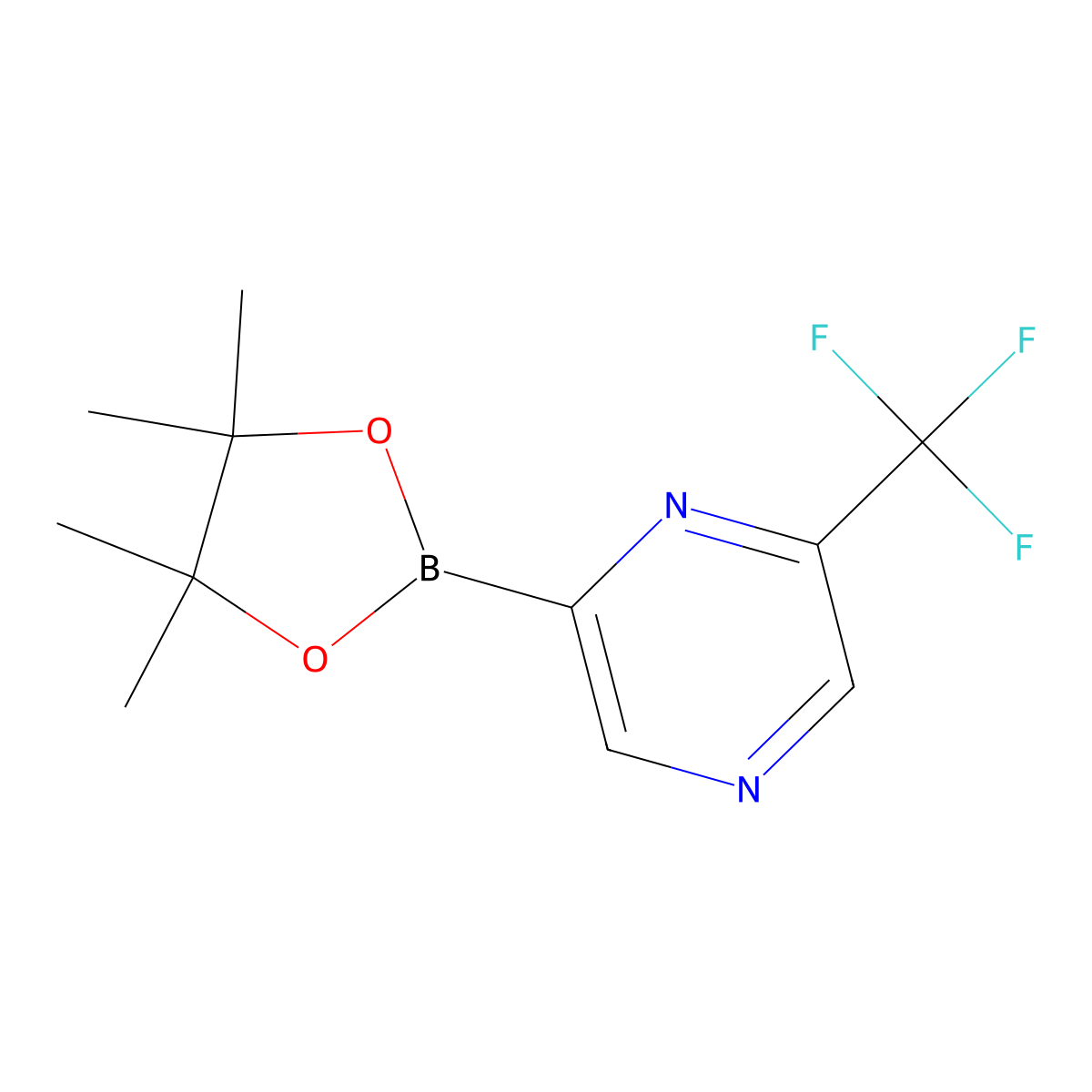 2-(4,4,5,5-Tetramethyl-1,3,2-dioxaborolan-2-yl)-6-(trifluoromethyl)pyrazine molecular structure, CAS 2223053-21-0
