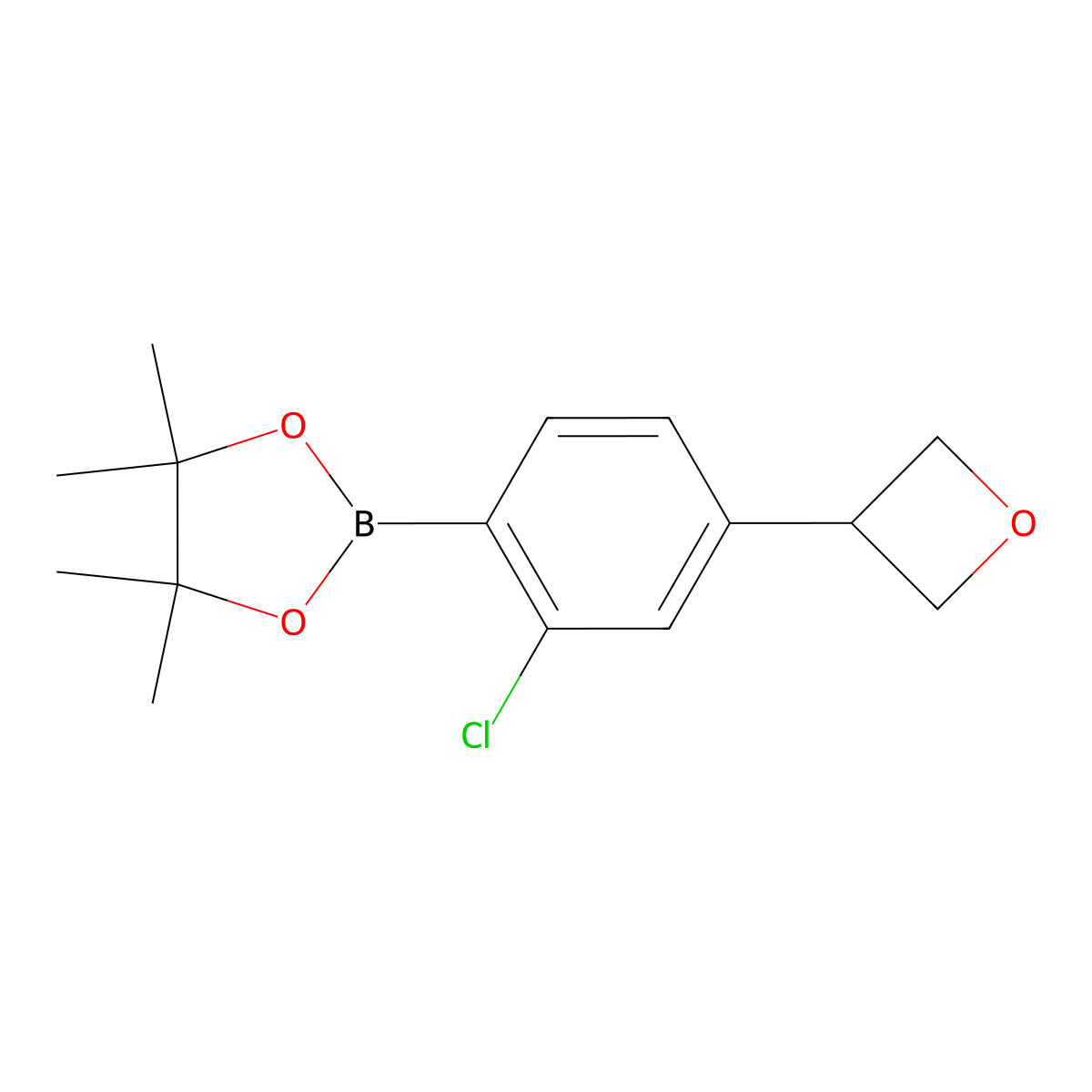 2-(2-Chloro-4-(oxetan-3-yl)phenyl)-4,4,5,5-tetramethyl-1,3,2-dioxaborolane molecular structure, CAS 2223053-42-5