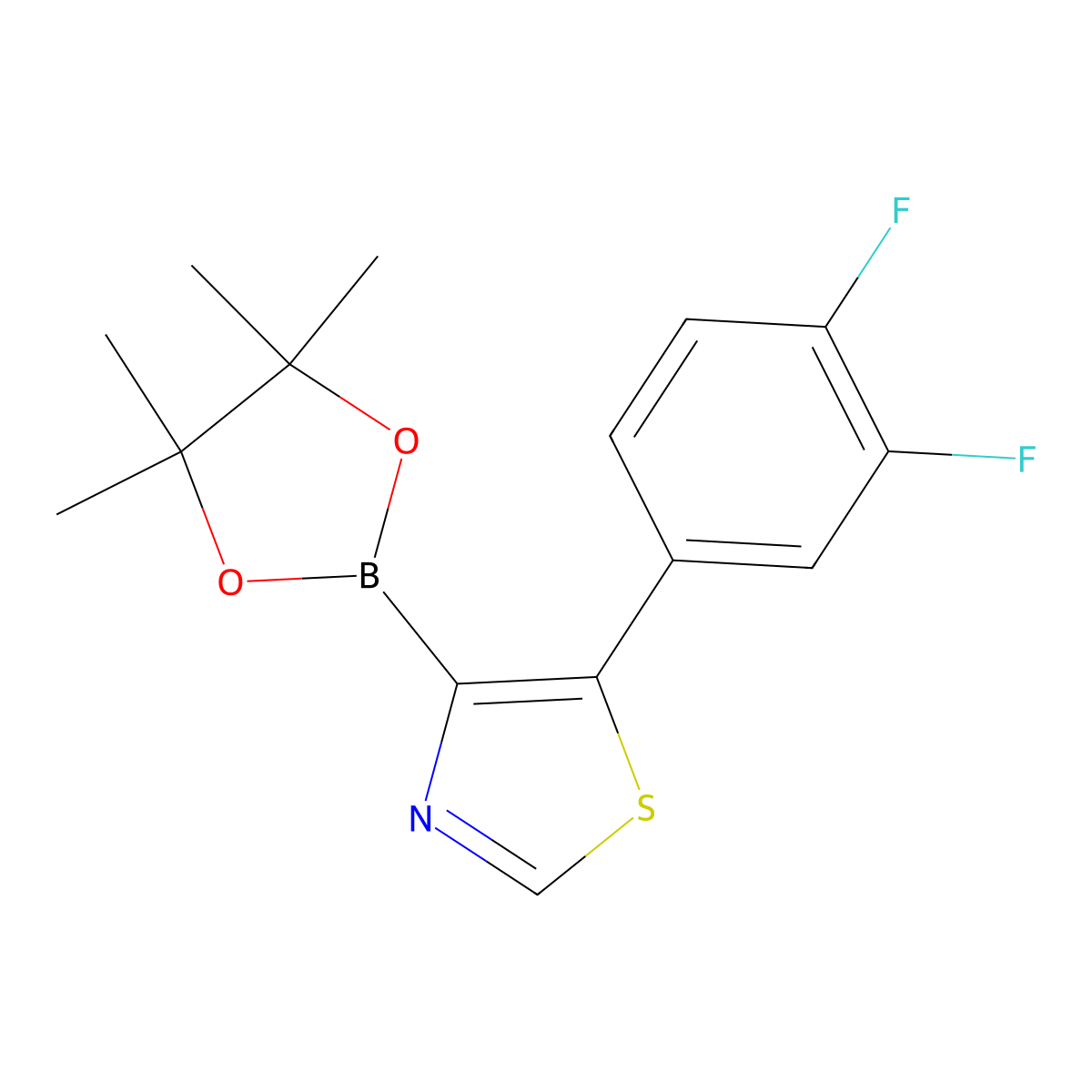 5-(3,4-Difluorophenyl)thiazole-4-boronic acid pinacol ester molecular structure, CAS 2223053-44-7