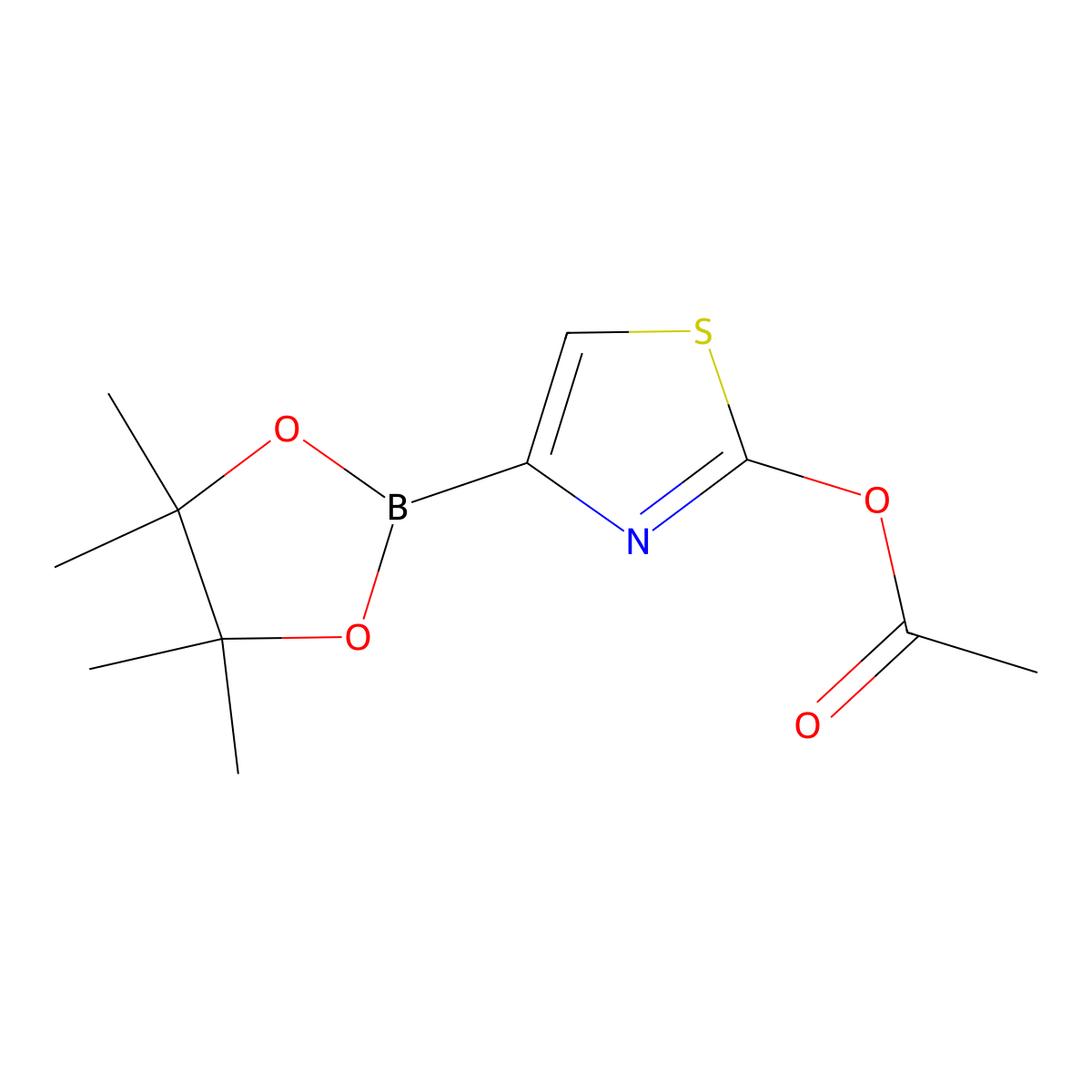2-Acetoxythiazole-4-boronic acid pinacol ester molecular structure, CAS 2223053-47-0