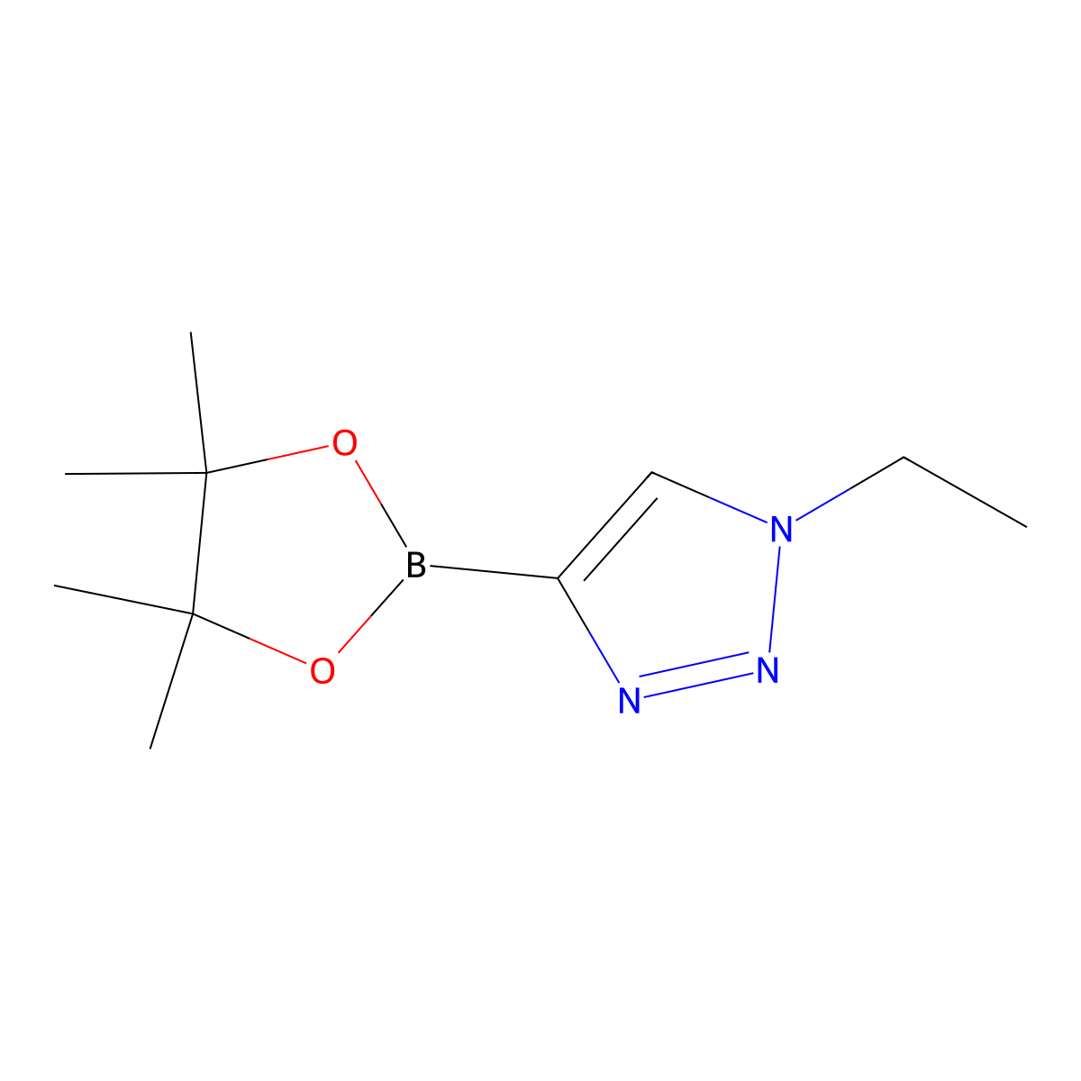 1-ethyl-4-(tetramethyl-1,3,2-dioxaborolan-2-yl)-1H-1,2,3-triazole molecular structure, CAS 2223053-52-7