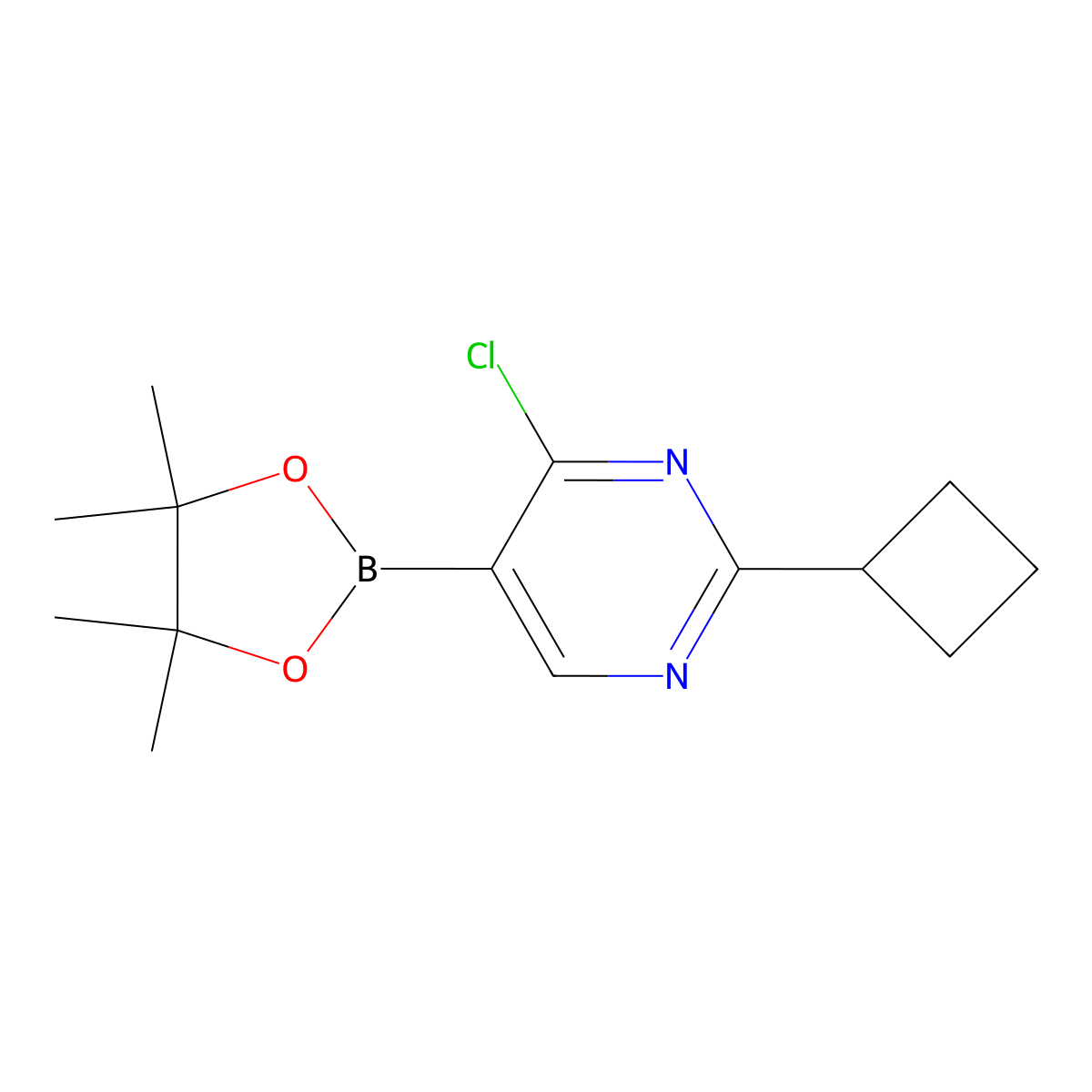 4-Chloro-2-(cyclobutyl)pyrimidine-5-boronic acid pinacol ester molecular structure, CAS 2223053-63-0