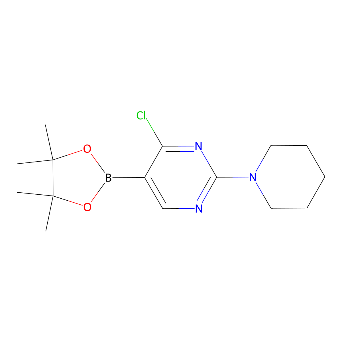 4-Chloro-2-(piperidino)pyrimidine-5-boronic acid pinacol ester molecular structure, CAS 2223053-68-5