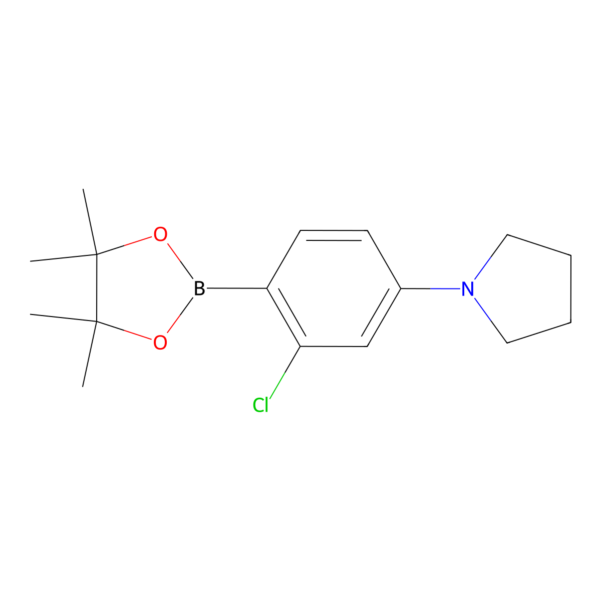 1-[3-Chloro-4-(4,4,5,5-tetramethyl-1,3,2-dioxaborolan-2-yl)phenyl]pyrrolidine molecular structure, CAS 2223054-06-4