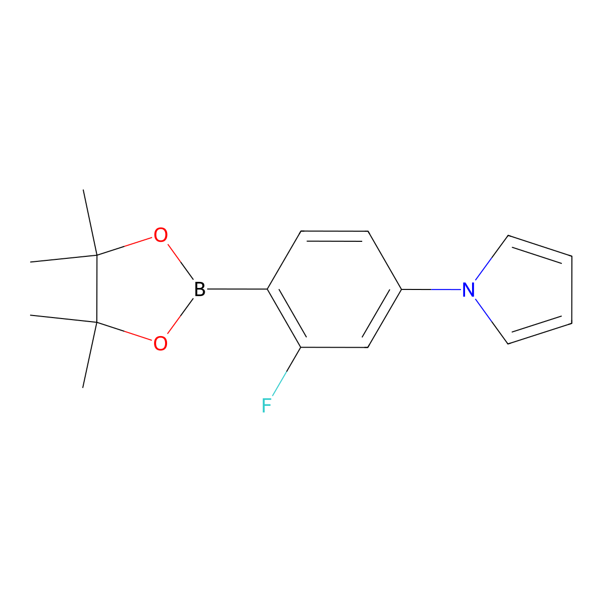 1-[3-Fluoro-4-(4,4,5,5-tetramethyl-1,3,2-dioxaborolan-2-yl)phenyl]-1H-pyrrole molecular structure, CAS 2223054-10-0
