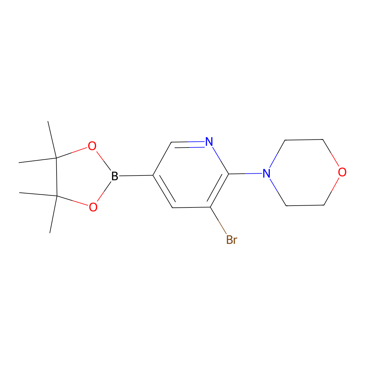 4-(3-Bromo-5-(4,4,5,5-tetramethyl-1,3,2-dioxaborolan-2-YL)pyridin-2-YL)morpholine molecular structure, CAS 2223054-48-4